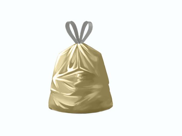 利得家用免撕抽绳奶油黄垃圾袋45*50cm*100只装（J4617）