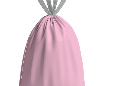 利得家用免撕抽绳蜜桃粉垃圾袋45*50cm*100只装（J4570）