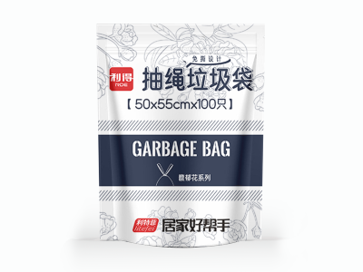 家用免撕抽绳馥郁花垃圾袋50*55cm*100只装