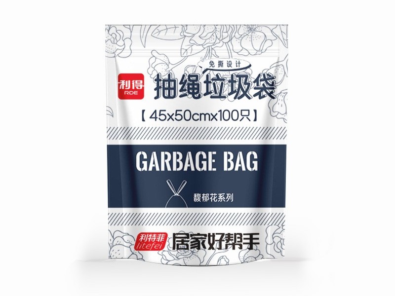 家用免撕抽绳馥郁花垃圾袋45*50cm*100只装